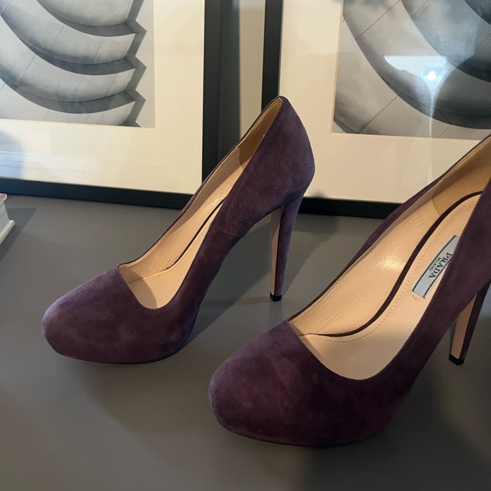 Prada Deep Purple Suede Heels